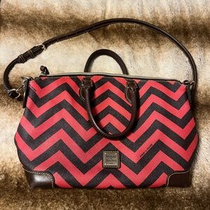 Dooney & Bourke Red and Brown Zigzag Satchel